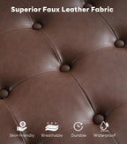 Tbfit 30" Large Square Ottoman Coffee Table with Storage, Oversized Tufted Upholstered Ottomans Bench with Solid Wood Legs for Living Room, Dorm, Leather Foot Stool for Couch Sofa Toy Box, Brown