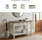 Signature Design by Ashley Bolanburg Farmhouse Sofa Console Table, White | Two-tone wood console, 22-inch deep storage, 2 smooth drawers, Made of veneers, wood and engineered wood