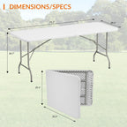 Elevon 6 Feet Heavy Duty Folding Table with Adjustable Height, Fold-in-Half Portable Table for Indoor Outdoor Use - Camping, Picnic, Party, Wedding, Dining, Utility Table