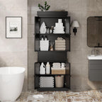 CABIHOME 69" Kitchen Pantry Storage Cabinet, Rattan Kitchen Pantry Cabinet with Drawer, 4 Doors ＆ Adjustable Shelves, Modern Freestanding Cupboard for Bathroom, Laundry, Dining Room, Black