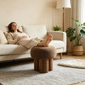 16.54''Mushroom Stool,Modern Fabric Ottoman Foot Rest,Teddy Round Foot Stool with Three Legs Under Desk,Small Stool for Living Room, Bedroom and Kitchen (Brown')
