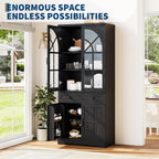IDEALHOUSE 71.9" Tall Storage Cabinet with 30mm Thickened Board, Tempered Glass Doors & Anti-Tipping Kit, Pantry Storage Cabinet for Kitchen, Dining Room, Living Room