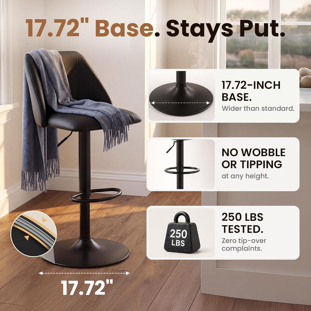 COLAMY MALOL 360° Swivel Bar Stool, Counter Height Chair with Silent Rotation, High-Density Foam Cushion, Solid Wood Frame, Footrest & Anti-Slip Pads for Kitchen Islands and Home Bars (Grey, 30.5")