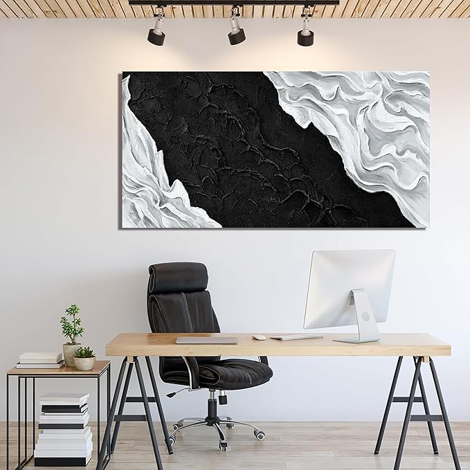 YISXINOAG Canvas Art Wall Decor Abstract Wall Art For Living Room Modern Canvas Prints Pictures For Wall Black And White Wall Art For Hotel Home Wall Decor 24x48 Inch