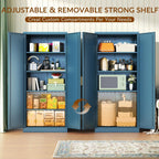 CJF Blue Kitchen Pantry Cabinet,71 Inch Tall Metal Storage Cabinet with 4 Adjustable Shelves and Doors, Freestanding Pantry Cabinet for Kitchen, Living Room, Dining Room, Bathroom, Easy to Assemble