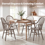 DUHOME Windsor Dining Chairs Set of 2, Solid Wood Spindle Curve Back Chairs with Arms, Farmhouse Mid Century Modern Chairs for Kitchen, Dining Room, Restaurant, Cafe & Hotel