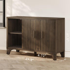 Mid Century Modern Fluted Buffet Cabinet with Storage, Accent Sideboard and Credenza Storage Cabinet with Doors, Wood Coffee Bar Console for Kitchen, Living Room (Walnut Brown, 47" 2-Door)