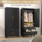 GAIOUS Metal Wardrobe Cabinet with 2 Drawers, 71" Clothing Storage Cabinets