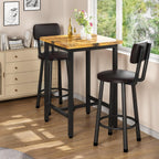 Recaceik 3 Piece Pub Dining Set, Modern bar Table and Stools for 2 Kitchen Counter Height Wood Top Bistro Easy Assemble for Breakfast Nook Living Room Small Space Restaurant, Rustic Brown 24”