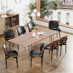 YaFiti Dining Chairs Set of 2, Mid Century Modern PU Leather Kitchen Chairs | Ergonomic Walnut Backrest, Upholstered Waterproof Faux Leather Seat, Stable Metal Legs, Adjustable Footpads, Black Scallop