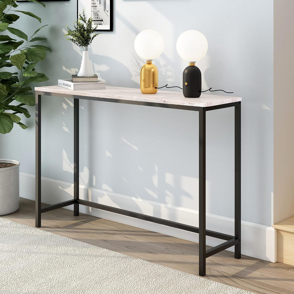 HOMERECOMMEND Console Table with Power Outlets and USB Ports,Rustic Brown | Sofa Tables with Charging Station,for Hallway, Entryway,Behind Couch Table,charging station behind couch
