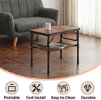 YihuiKo Folding TV Tray, Lightweight Portable Small Foldaing Table | Adjustable Height, End Side Table for Living Room Couch Bedroom, Indoor and Outdoor, Carry Handle, Storage Net