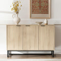 Fluted Storage Cabinet with 3 Doors, Sideboard Buffet Cabinets with Adjustable Shelves, Multifunctional Console Table with Storage Credenza for Living Room, Hallway, Light Oak