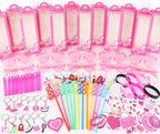 184Pcs Pink Girls Party Favors Pack - For 12Guests, Includ Goodie Box Heart Glasses Straws Bubble Wands Tattoo Sticker Bracelet Keychain, for Kids Girls Birthday Party Decoration Supplies