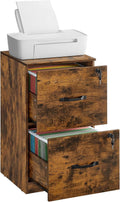 VASAGLE Custos Collection - 2 Drawers File Cabinet with Lock, Printer Stand, Office Filing Cabinet Organizer, for A4 and Letter Size Documents, Rustic Brown UOFC061K101S