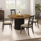 GarveeHome 47" Round Dining Table for 4-6 People, Dining Room Table with Sturdy Waveform Metal Pedestal Base, Farmhouse Circle Kitchen Table for Dining Room, Kitchen