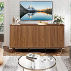 XUZENEST Fluted Sideboard Buffet Cabinet with Storage, Modern Storage Cabinet with 3 Doors, Wood Credenza Buffet Sideboards, Console Table for Kitchen Dining Living Room Entryway (Walnut)