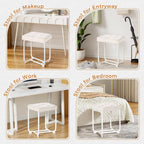 BEWISHOME White Vanity Stool Small Chair for Vanity KFD01W | Leather Makeup Vanity Chairs with Thick Padded Seat, Sturdy Reinforced Frame for Bathroom KFD01W
