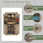 Gyfimoie Corner Cabinet,Kitchen Pantry Storage Cabinet,Freestanding Buffet Hutch with 4 Doors and Shelves,Tall Food Pantry Farmhouse Furniture with Side Rack for Kitchen Dining Room(Retro)
