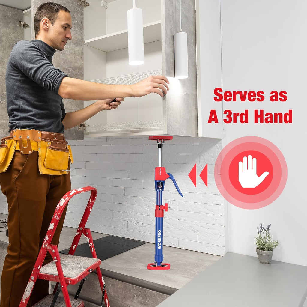 WORKPRO Cabinet Jack Support Pole, 18.5" to 29.5" Steel Telescopic Quick Support Rod Adjustable 3rd Hand Support System with 154 lbs Capacity for Cabinet Jack, Drywall Jack& Cargo Bars, 2-Pack