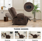 HAOMARKETS Manual Recliners with Massage and Heat for Adults, Classic Breathable Fabric Recliner Chair with 2 Cup Holders & Side Pockets, Overstuffed Heavy Duty Reclining Sofa for Living Room,Brown