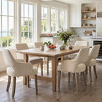 Dining Chairs Set of 6 Linen Upholstered Accent Kitchen Chair with Hollow Back/Padded Seat/Wood Legs for Dining Room Restaurant Home Decor, Beige