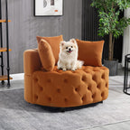 mikibama Round Barrel Accent Chair, Oversized Upholstered Sofa, Velvet High-Resilience Sponge Sofa Chair for Living Room, Bedroom, Apartment