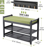 PETKABOO Shoe Rack for Front Door Entrance, 28” Entryway Bench with Coat Rack, Hall Tree Shoe Bench with Storage for Entry, Hallway, Bedroom, Living Room