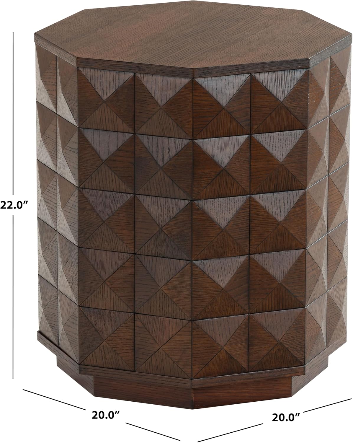 SAFAVIEH Couture Collection - Patty Walnut Accent Table, Octagonal Side Table, Carved Design, Fully Assembled (SFV7252B)