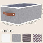 OUTBROS Foldable Bins With Handles, Fabric Storage Boxes, Foldable Bins With Handles, Wardrobe Baskets for Organizing, For bedrooms, living rooms, Shelves, White, 16.1 x 6.5 x 9.8 inch, 6-Pack