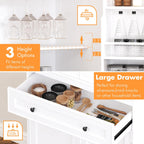Spirich 71'' Tall Kitchen Pantry Cabinet, Wood Food Pantry Cabinet with Drawers and Wine Glass Rack, Freestanding Storage Cabinet for Kitchen, Living Room, Dining Room, White