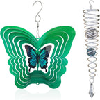 ISEO Butterfly Wind Spinner for Yard and Garden with Gazing Ball Set, Hanging Outdoor Decor, Yard Art, Porch and Patio Decorations, Metal Wind Spinners Outdoor, Weather Resistant, 6.5”