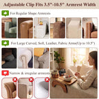 Couch Armrest Table, Acacia Wood Sofa Arm Tray with 360° Rotating Phone & Cup Holder, Clip-On Arm Rest Table for Couch, Anti-Slip Armrest Tray for Snacks & Drinks, 15.4" x 9.8"
