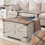 Farmhouse Coffee Table and End Table Sets of 3, 3 Piece Living Room Tables Set with Charging Station, Lift Top Coffees and 2 Nighstand, Wood Furniture Sets with Storage, White