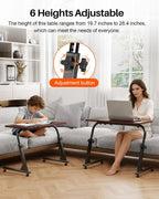 TV Tray Table with Wheels, Height Adjustable Folding Laptop Desk for Sofa | TV Dinner Trays for Eating on Couch, Mobile Sofa Side Table with Tilt Top, Portable Snack Desk for Couch, Bed and Recliner