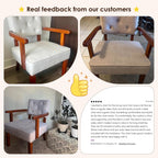 Versatile Accent Chair for Bedroom, Mid Century Modern Arm Chair, Butacas para Sala, Upholstered Wooden Chairs with Arm Rest, Tufted Backrest,Cushion, for Office, Living Room, Reading, Beige