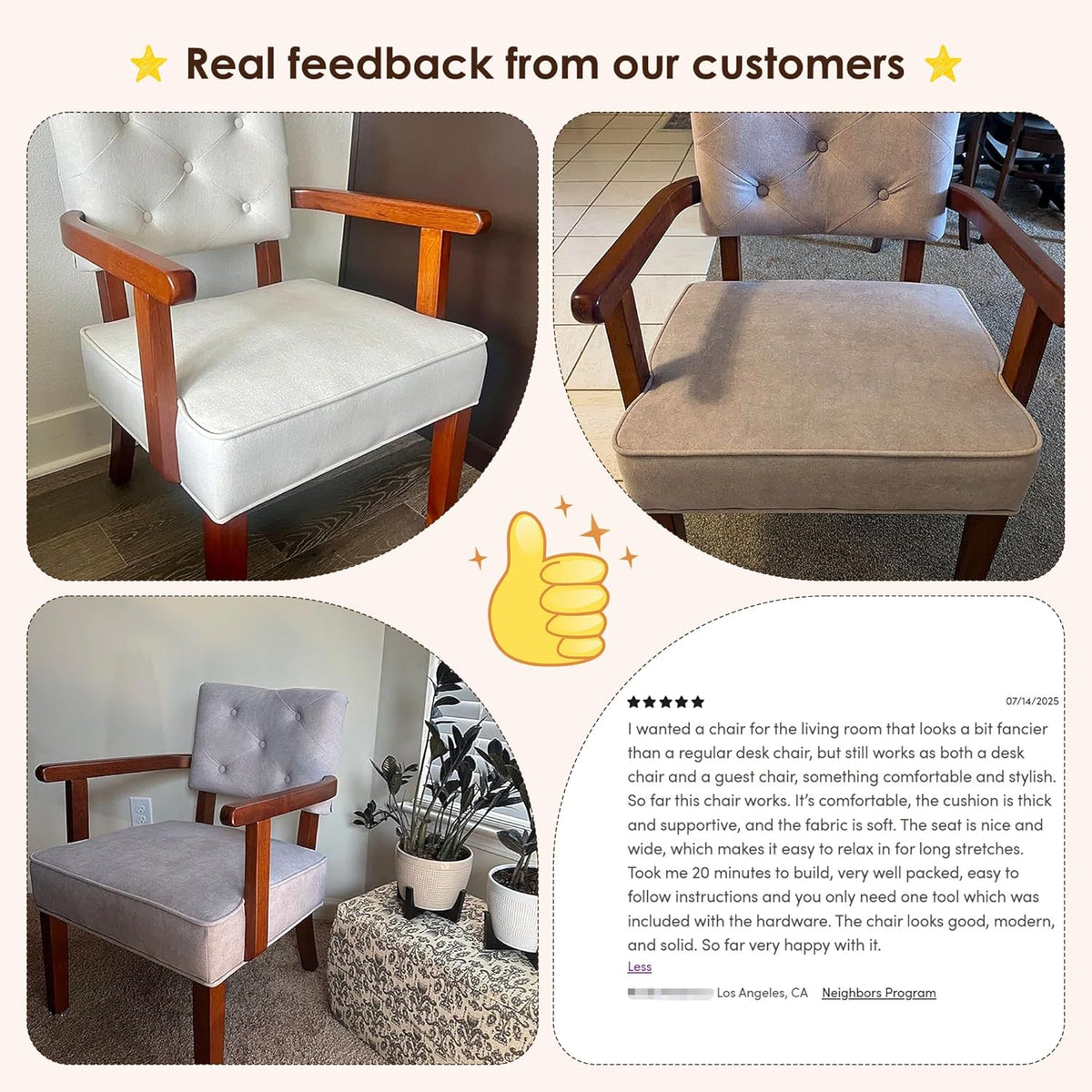 Versatile Accent Chair for Bedroom, Mid Century Modern Arm Chair, Butacas para Sala, Upholstered Wooden Chairs with Arm Rest, Tufted Backrest,Cushion, for Office, Living Room, Reading, Beige