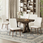MALOL Modern Dining Chairs Set of 4, Upholstered Kitchen Chairs with High Back, Padded Fabric Dining Room Chair with Solid Wood Legs for Restaurant/Cafe/Home, Beige