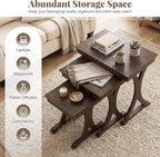 GIANTEX Nesting Coffee Table Set-of-3 - Stackable Rectangular Sofa End Side Table w/Solid Rubber Wood Legs, Vintage Farmhouse Night Stand for Bedroom Living Room Home Office Small Spaces