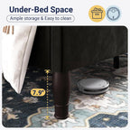 Allewie King Bed Frame with Adjustable Velvet Tiara Headboard, Upholstered Diamond Button Tufted Platform Bed, Wood Slats Support, No Box Spring Needed, Mattress Foundation, Easy Assembly, Black