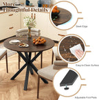 Giantex 36" Round Dining Table for 4, Farmhouse Kitchen Table with Rubber Wood Legs, Adjustable Foot Pads, Dining Room Tables for Dinette, Small Space, Dinner, Living Room, Restaurant, Espresso