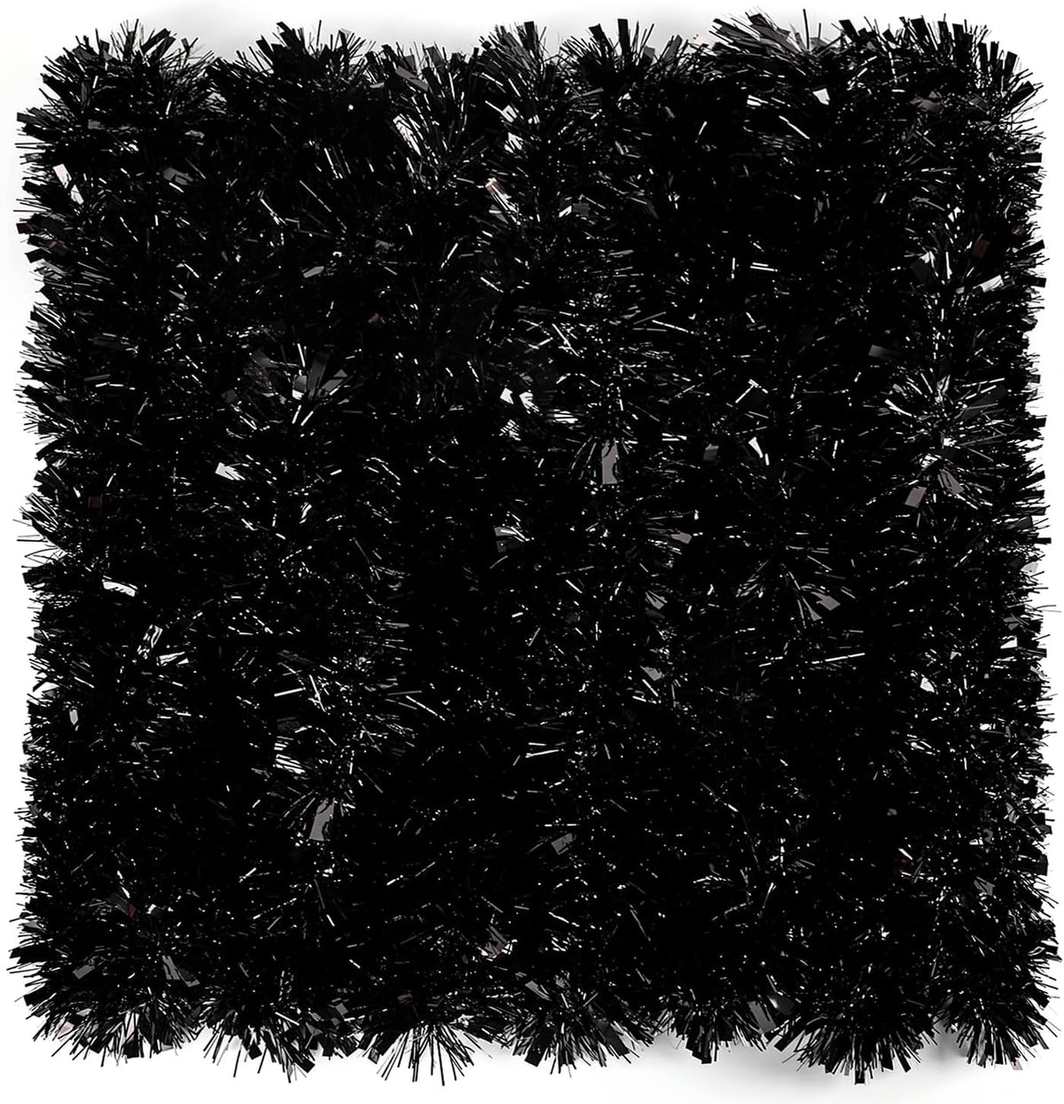 FOIMAS 33FT Black Tinsel Garland,Halloween Metallic Tinsel Garland Twisted Hanging Garland for Halloween Christmas Tree Fireplace Home Decoration