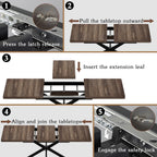Extendable Dining Room Table for 4 6 8, 55"-70.9" Kitchen Table Rectangle Wood, Expandable Dining Table with Hidden Storage, Space Saving Farmhouse Kitchen Table for Kitchen Dining Living Room