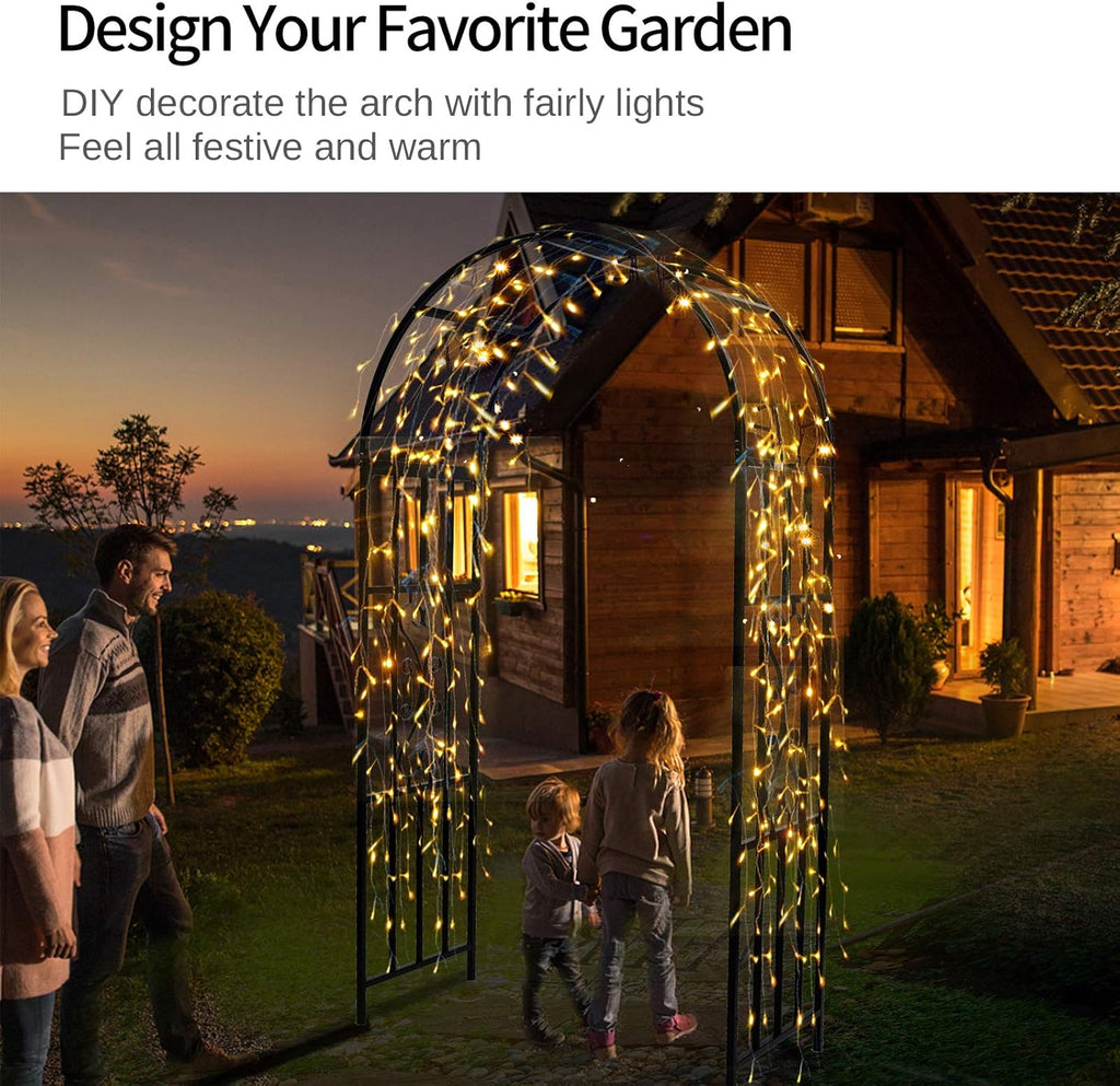 Arbors, Curved Metal Endurable Iron Trellis Plants Stand Use for Outdoor Garden Arbor Climbing Plants Wedding Arches Ceremony