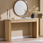 OKD 63-Inch Fluted Console Table, Narrow Entryway Table, Natural Oak