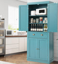 KIGOTY 72" Tall Kitchen Pantry Cabinet with Drawer and 4 Adjustable Shelves, Freestanding Pantry Storage Cabinets, Wood Cupboard Pantry Cabinet for Kitchen, Dining Room, Living Room, Turquoise