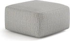 SIMPLIHOME Nate 20" Wide Square Pouf in Patterned Grey Melange Cotton