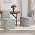 Slipcovered Dining Chairs Set of 2, Farmhouse Upholstered Dining Chair with Solid Wood Legs, Soft Padded Armless Side Chair for Dining/Living/Reading Room, Banquet, Blue Stripe