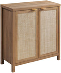 SICOTAS Sideboard Buffet Cabinet with Large Storage - Boho Rattan Credenza Coffee Bar Cabinets with Adjustable Shelves, Buffet Console Table for Kitchen Living Room Hallway - Oak