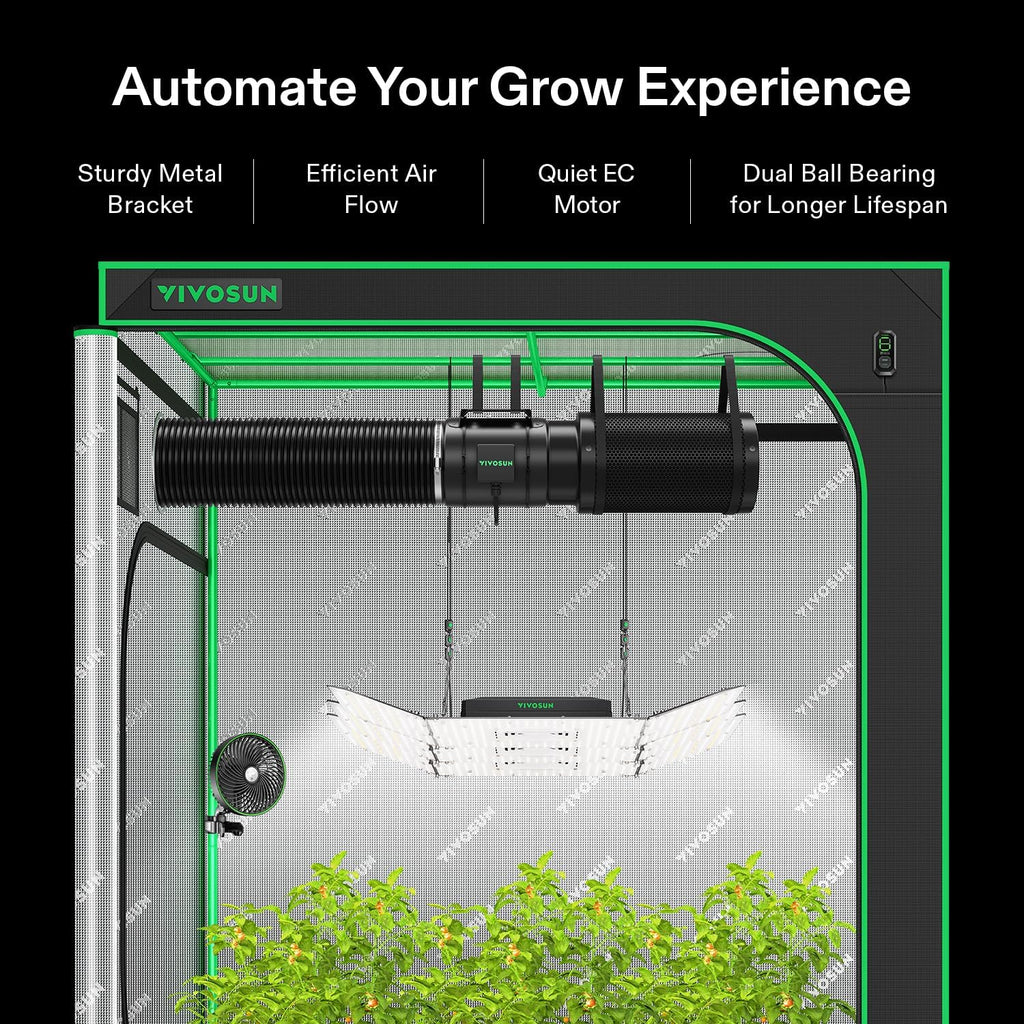 VIVOSUN Smart Air Filtration G8 Kit 8", AeroZesh G8 Inline Duct Fan with E12 Speed Controller, Carbon Filter & 25' Ducting, Cooling & Ventilation System for Grow Tents, Indoor Gardening, Hydroponics